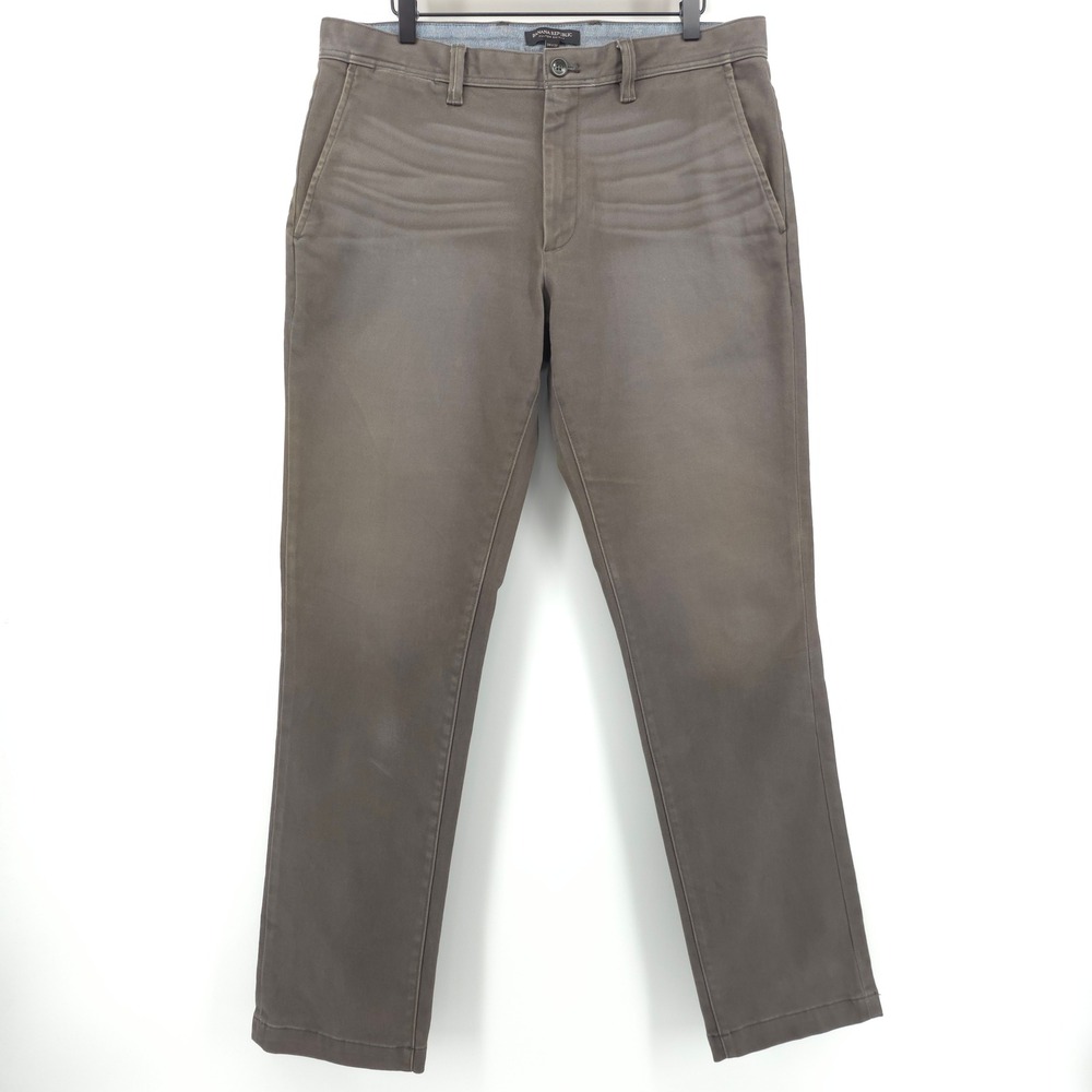 Banana Republic Men Pants Fulton‎ Skinny 34x32 Brown Chino Casual Trousers